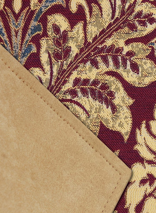 Loom and Mill مجموعة مفارش طاولة فاخرة من الجاكار من لوم آند ميل، 6 قطع، مفارش طاولة دمشقية حمراء بورغندية مانعة للانزلاق لتزيين حفلات المطبخ في أعياد الميلاد، مفارش طاولة طعام متينة وقابلة للغسل (أحمر بورغندي، 12 × 18 بوصة) - Image 4
