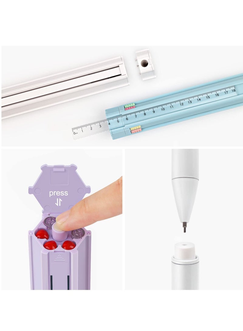 SYOSI Multifunctional Portable Pencil Box, Creative Pencil Case with Pencils Gel Pens Sharpener Eraser Ruler for School Kids (White) - Image 2