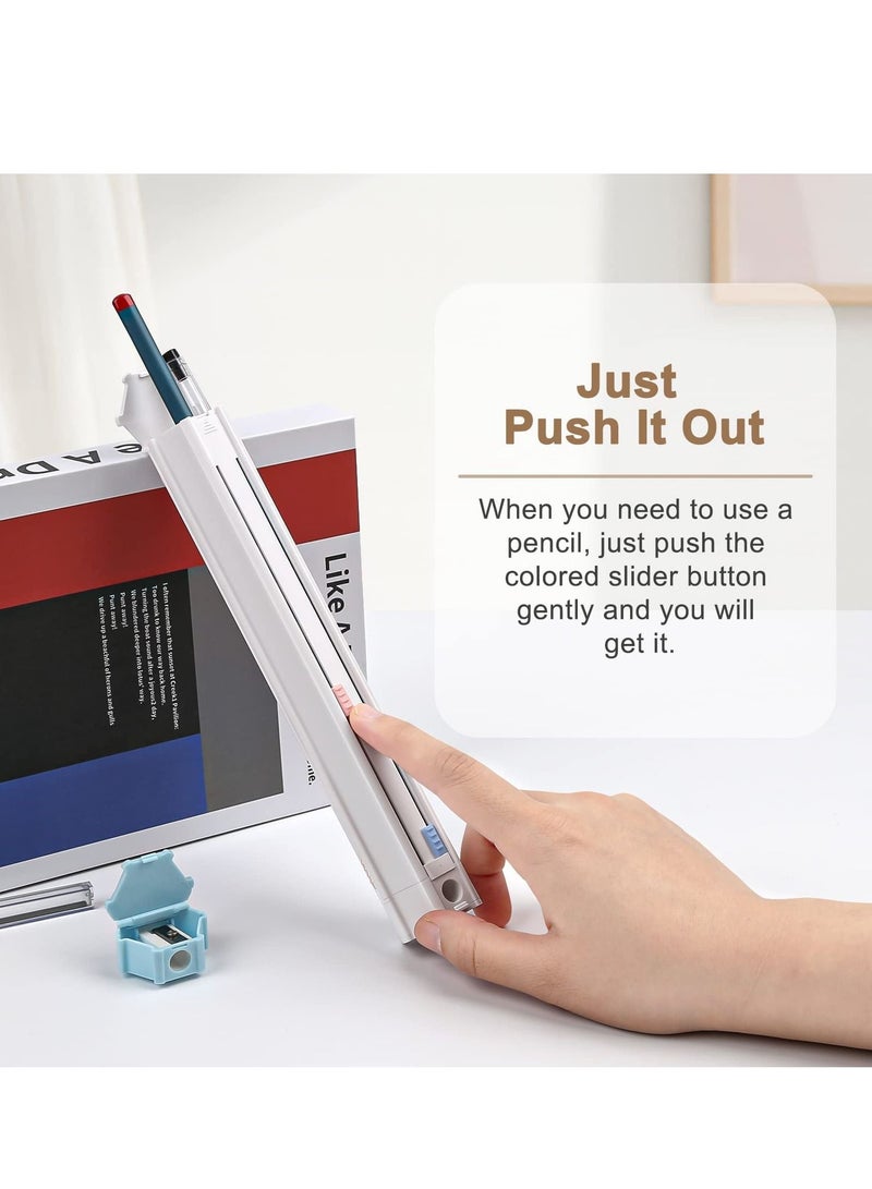 SYOSI Multifunctional Portable Pencil Box, Creative Pencil Case with Pencils Gel Pens Sharpener Eraser Ruler for School Kids (White) - Image 5