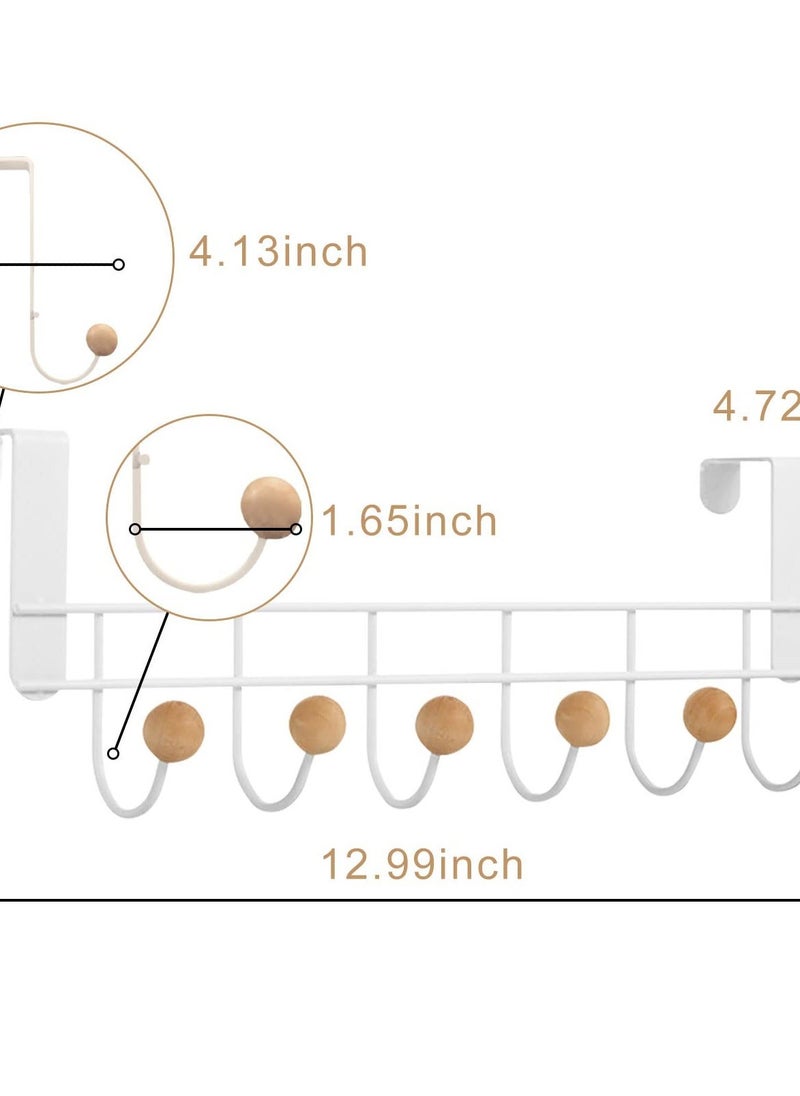 Over The Door Hooks, 2 Packs Sturdy Metal Over Door Coat Rack Door Coat Hanger for Hanging Clothes Hats Robes Towels Purses, Behind Back of Bathroom Bedroom - White  - Image 2