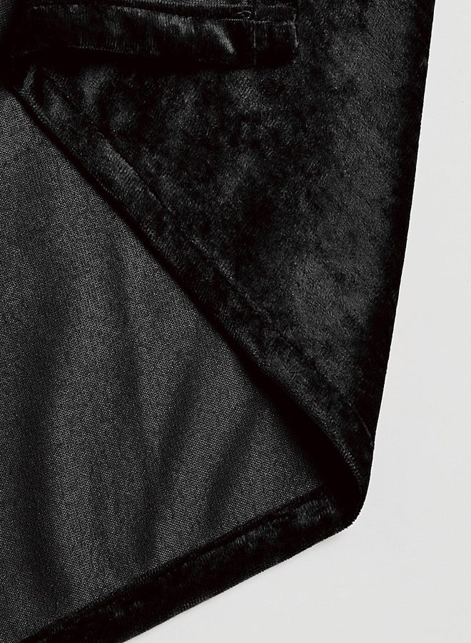 Fredsure Distressed Velvet Shower Curtain Set, 13 Pieces Black Including 1 Piece 72"x72" Shower Curtain and 12 Pieces Silver Hooks - Image 5