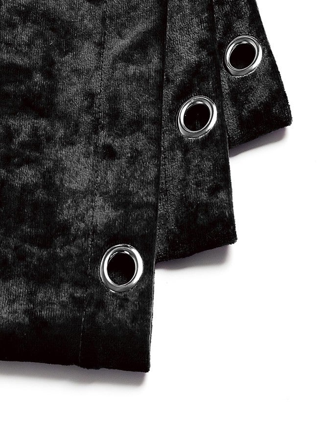 Fredsure Distressed Velvet Shower Curtain Set, 13 Pieces Black Including 1 Piece 72"x72" Shower Curtain and 12 Pieces Silver Hooks - Image 3