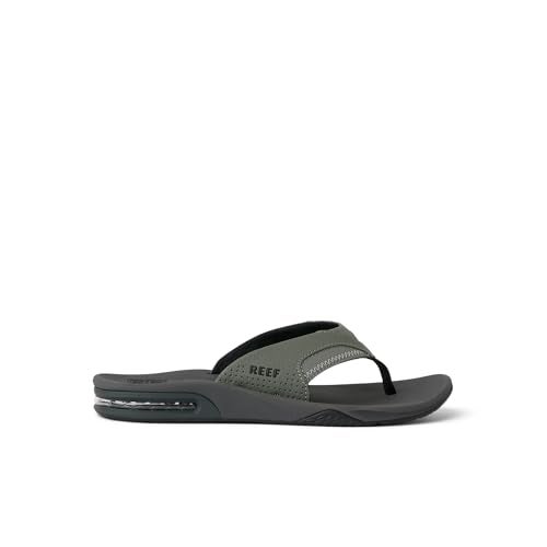 Reef Fanning Mens Bottle Opener Flip Flop, Arch Support, Durable Outsole, Water Friendly, Grey/Black, 14 - Image 4