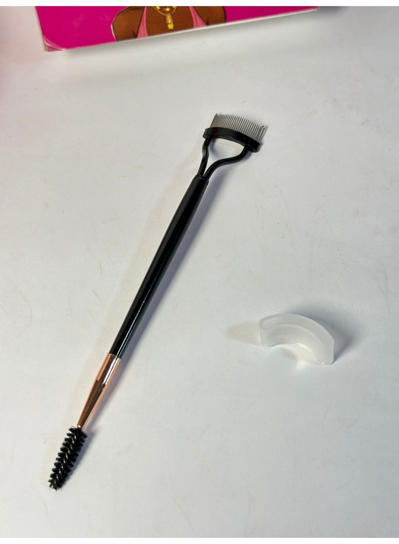 أداة فصل الرموش برأسين في أداة واحدة، مزودة بأسنان دقيقة من الفولاذ المقاوم للصدأ وفرشاة للحواجب، لتحديد الرموش وفصلها وتقليل تكتل الماسكارا، أداة احترافية لوضع مكياج العيون (قطعة واحدة) قد يختلف اللون - Image 2