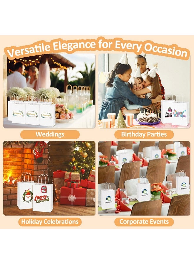 BagDream White Kraft Paper Gift Bags 10x5x13 50Pcs - Shopping, Merchandise, Retail, Party Favor Bags With Handles Bulk - 100% Recyclable - Image 5