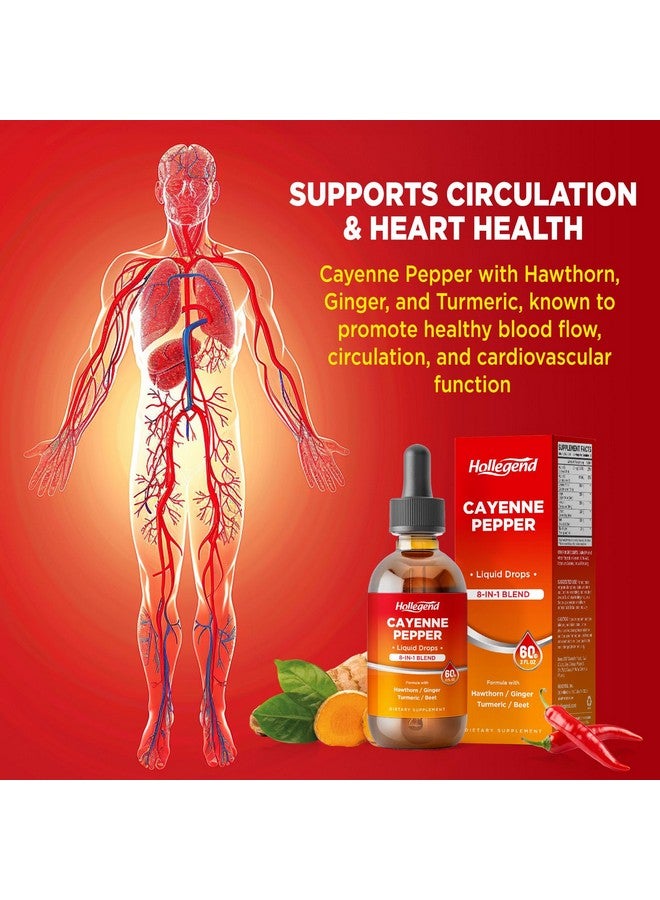 HOLLEGEND Cayenne Pepper Liquid Drops, 500mg Cayenne Pepper Supplement Tincture with Hawthorn, Ginger, Turmeric, 2 Fl Oz - Image 4