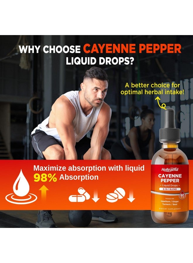 HOLLEGEND Cayenne Pepper Liquid Drops, 500mg Cayenne Pepper Supplement Tincture with Hawthorn, Ginger, Turmeric, 2 Fl Oz - Image 5