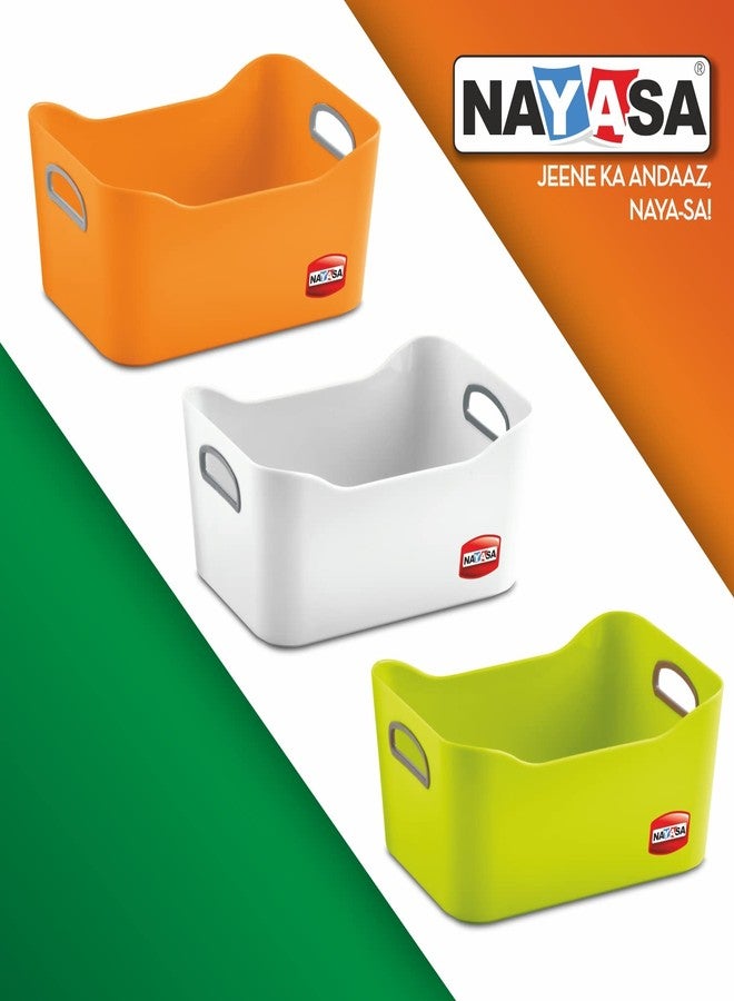 Nayasa Tri Colour Passion Basket | Set of 3 | Multi Purpose Storage Basket | Side Handles | Easy to Lift | Light Weighted | Ideal for Home, Kitchen, Bathroom, Office | Tri Color - Image 5