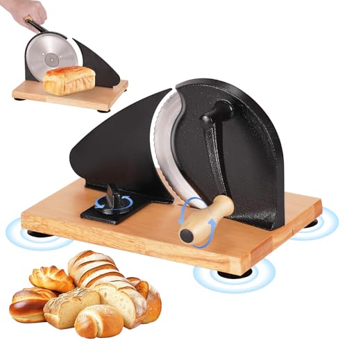 Manual Bread Slicer Versatile HandCrank Bread Slicer for Bakeries Coffee Shop Home Kitchen with Suction Cup Can Adjustable Thickness