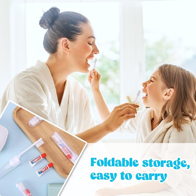 Azonee Mini Travel Toothbrush and Toothpaste Set of 8, Portable Foldable Toothbrush, Soft Camping Toothbrush Mini Toothbrush with Toothpaste for Travel Business Trip Camping Outdoor Activities - Image 3