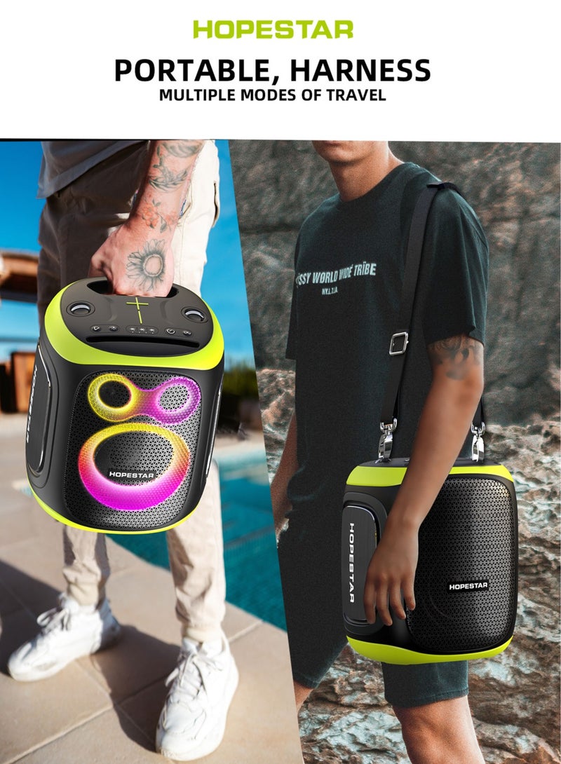 HOPESTAR Party 130 Portable Bluetooth Speaker with 120W Powerful Audio, 80W Bass Horn, Dual Wireless Microphones, IPX5 Waterproof, 22000mAh Battery, 10-Hour Playback – Perfect for Outdoor Parties, Karaoke, and Events - Image 2