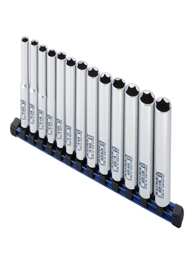 Sunex Tools 13Piece 1/2" Drive Chrome Socket Rail 6Pt Metric Deep - Image 3