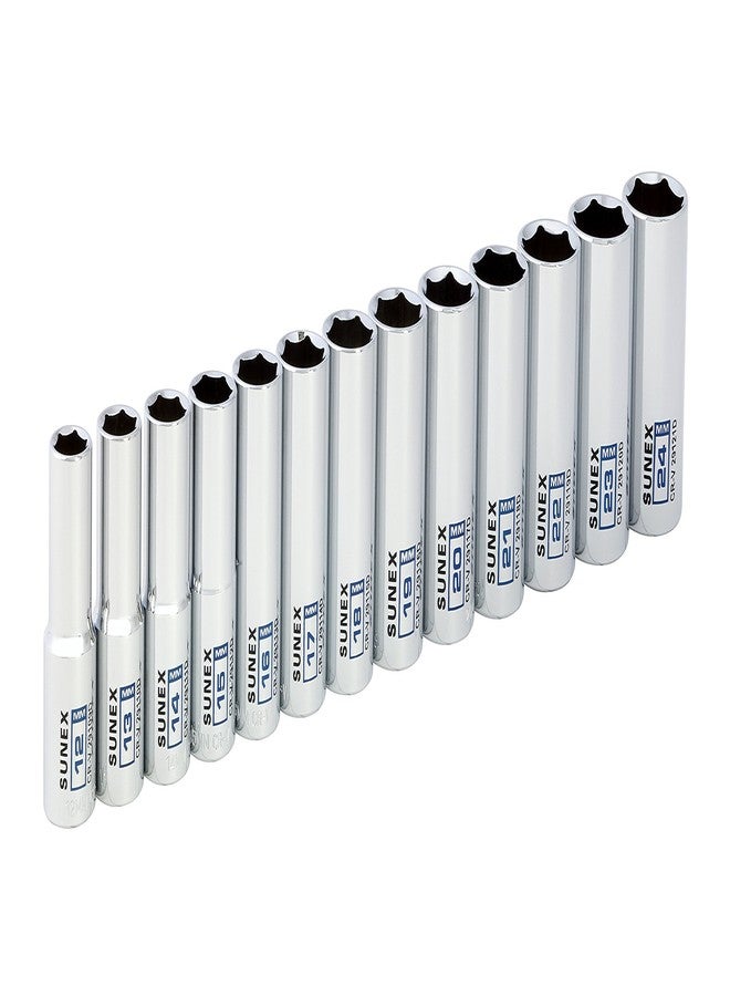 Sunex Tools 13Piece 1/2" Drive Chrome Socket Rail 6Pt Metric Deep - Image 4