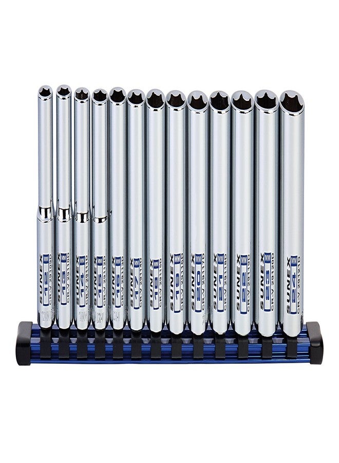 Sunex Tools 13Piece 1/2" Drive Chrome Socket Rail 6Pt Metric Deep - Image 1