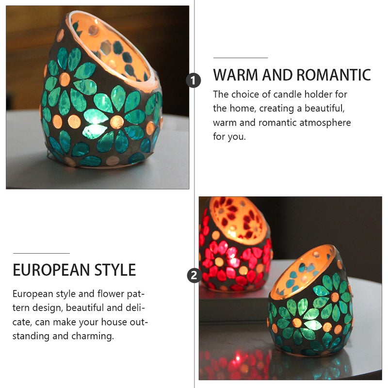 2pcs Delicate Flower Design Candle Holder Candlestick Glass Container Wedding Decor - Image 5