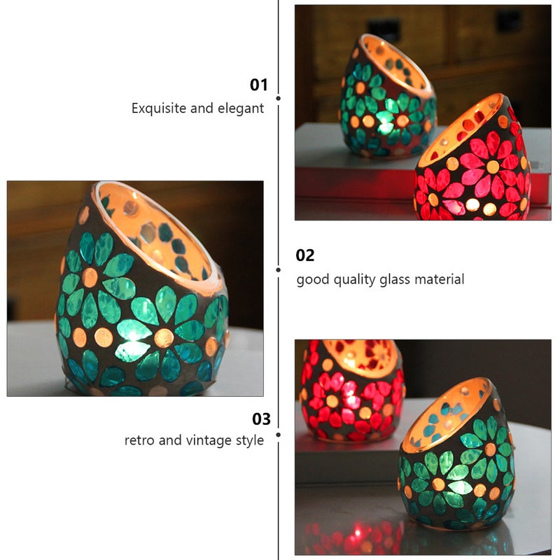 2pcs Delicate Flower Design Candle Holder Candlestick Glass Container Wedding Decor - Image 4