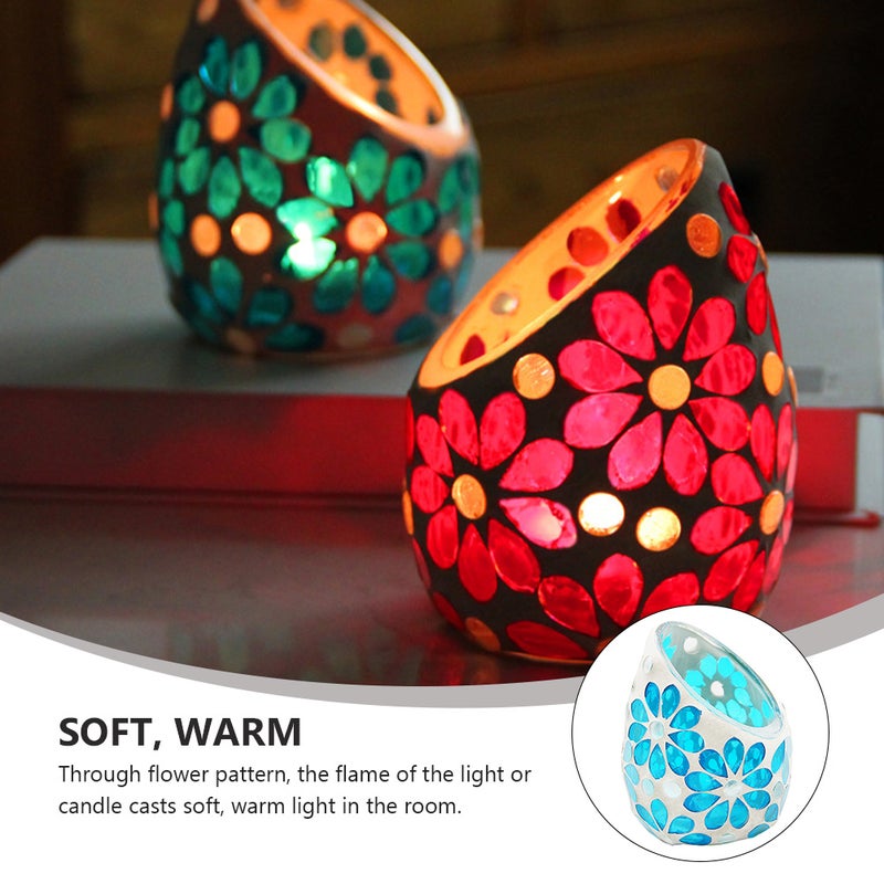 2pcs Delicate Flower Design Candle Holder Candlestick Glass Container Wedding Decor - Image 2