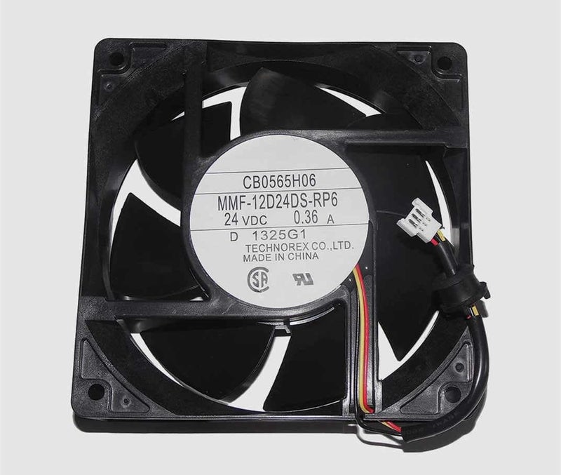 مروحة تبريد ثلاثية الأسلاك MMF-12D24DS-RP6، جهد كهربائي DC24V، تيار 0.36A، أبعاد 120x120x38 مم، طول 12 سم - Image 1