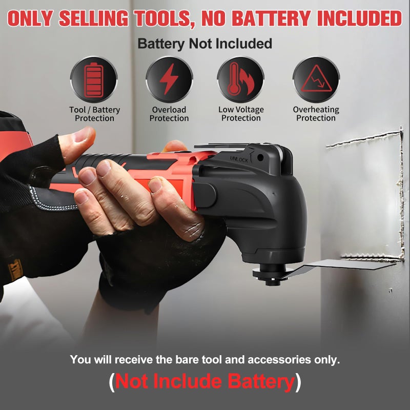 Samvinor Cordless Oscillating Tool for Milwaukee 18V Battery(No Battery), 6 Variable Speed Brushless-Motor Tool, 22Pcs Multi Tool Kit, Oscillating Saw for Scraping, Sanding, Cutting Wood - Image 2