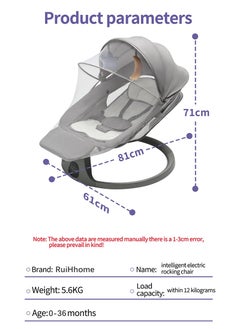 Electric Baby Swing for Infants - Adjustable Baby Rocker with Footrest, 5 Speeds, 8 Lullabies, Adapter & Battery Operated, Bluetooth Support, Remote Control, Ideal for Indoor & Outdoor Use, Gray - pzsku/Z628DA38B3288E3D12C49Z/45/1741168570/6c4ec401-57d4-4fd2-9405-6c0a31af6fea