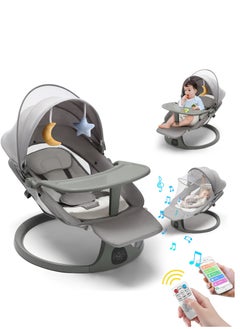 RuiHhome Electric Baby Swing for Infants - Adjustable Baby Rocker with Footrest, 5 Speeds, 8 Lullabies, Adapter & Battery Operated, Bluetooth Support, Remote Control, Ideal for Indoor & Outdoor Use, Gray  - Image 1