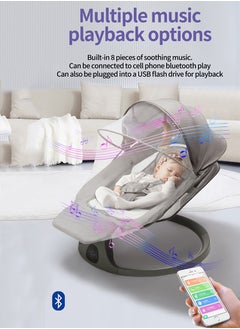 Electric Baby Swing for Infants - Adjustable Baby Rocker with Footrest, 5 Speeds, 8 Lullabies, Adapter & Battery Operated, Bluetooth Support, Remote Control, Ideal for Indoor & Outdoor Use, Gray - pzsku/Z628DA38B3288E3D12C49Z/45/_/1730888881/3865583b-35c2-4f05-8736-b13ac2eea75d