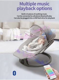 RuiHhome Electric Baby Swing for Infants - Adjustable Baby Rocker with Footrest, 5 Speeds, 8 Lullabies, Adapter & Battery Operated, Bluetooth Support, Remote Control, Ideal for Indoor & Outdoor Use, Gray  - Image 5