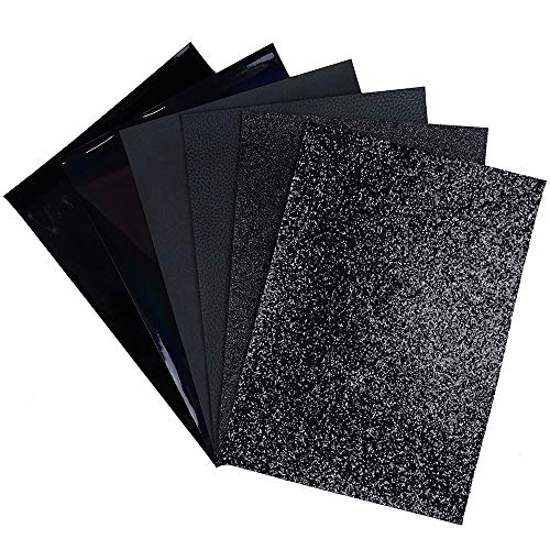 Litchi 6 Pack 8x12 Inch Faux Leather Sheets for Bow Earring, Easy to Cut Vinyl Fabric for Cricut, Durable Fade Resistant Leatherette Without Smell, Black - Image 3
