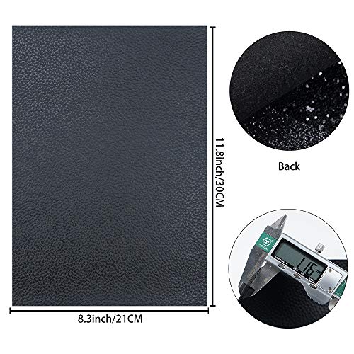 Litchi 6 Pack 8x12 Inch Faux Leather Sheets for Bow Earring, Easy to Cut Vinyl Fabric for Cricut, Durable Fade Resistant Leatherette Without Smell, Black - Image 2