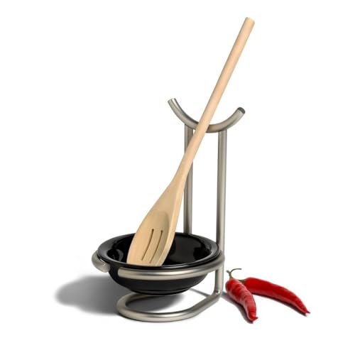 Spectrum Diversified Euro Spoon Rest with Ceramic Dish, Satin Nickel - Image 1