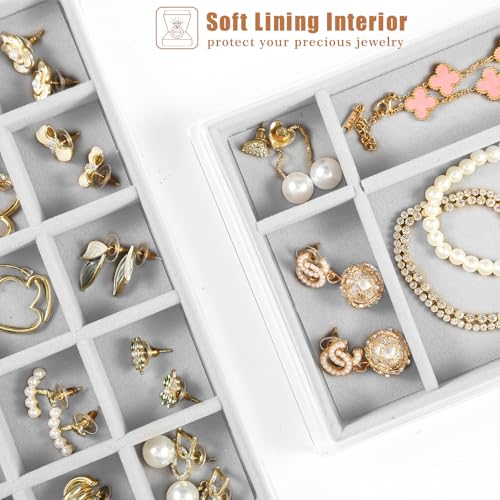 GUOER 5 Drawers Clear Jewelry Box for Women and Girls, Acrylic Earring Holder Organizer Ring Holder Display Storage, Gray - Image 2
