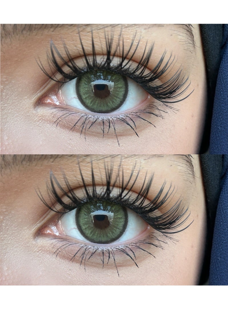 ARUWA عدسات داون الخضراء الملونة السنوية، عدسات لاصقة تجميلية للجنسين، عدسات طبيعية عصرية، عدسات لينة تحتوي على 40% ماء، قطر العدسة 14.5 مم - Image 1