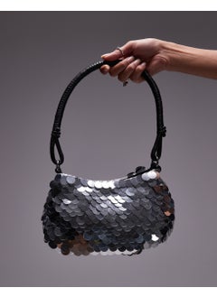 TOPSHOP Topshop Sonia sequin shoulder bag in black - BLACK  - Image 1