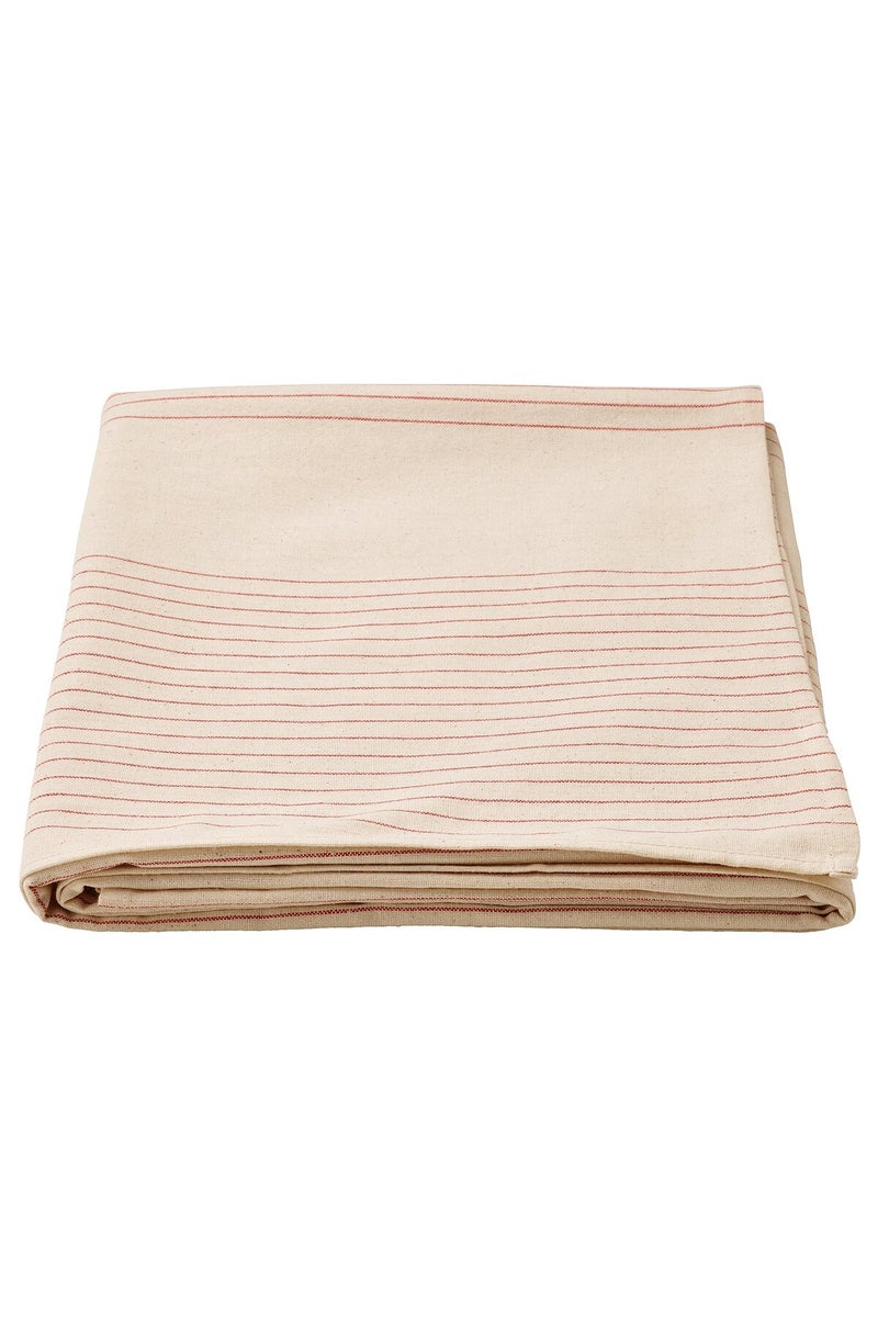 مفرش طاولة مخطط طبيعي 150x150 سم 100% قطن - Image 1