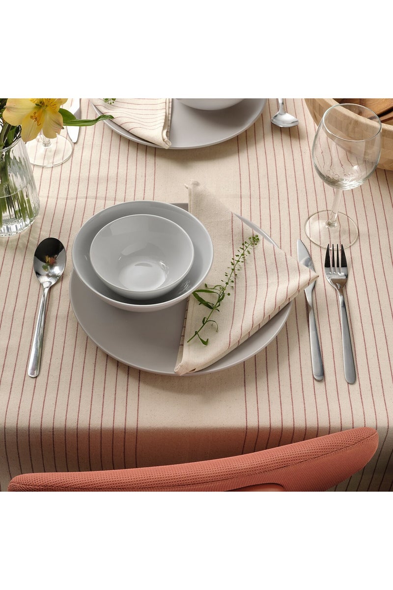 مفرش طاولة مخطط طبيعي 150x150 سم 100% قطن - Image 5