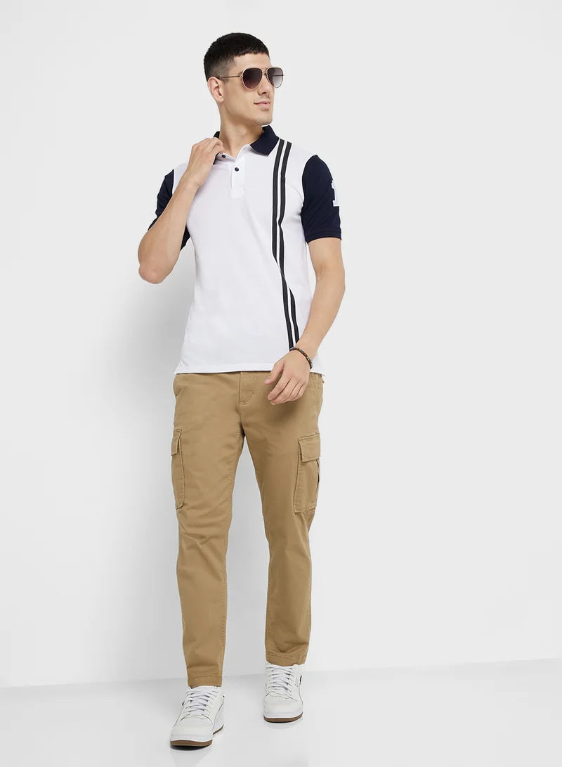 Seventy Five Contrast Collar And Sleeve And Front Print