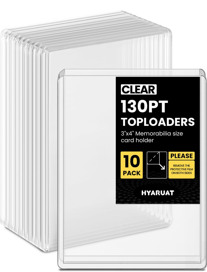 HYARUAT 130pt Top Loaders for Cards 3x4 Real Thick Holder with Protective Film Toploader Card Protectors Hard Plastic 10Count - Image 2