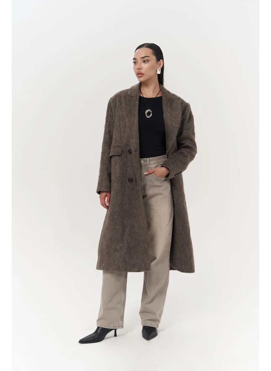 Mai Collection Rowling Taupe Long Coat