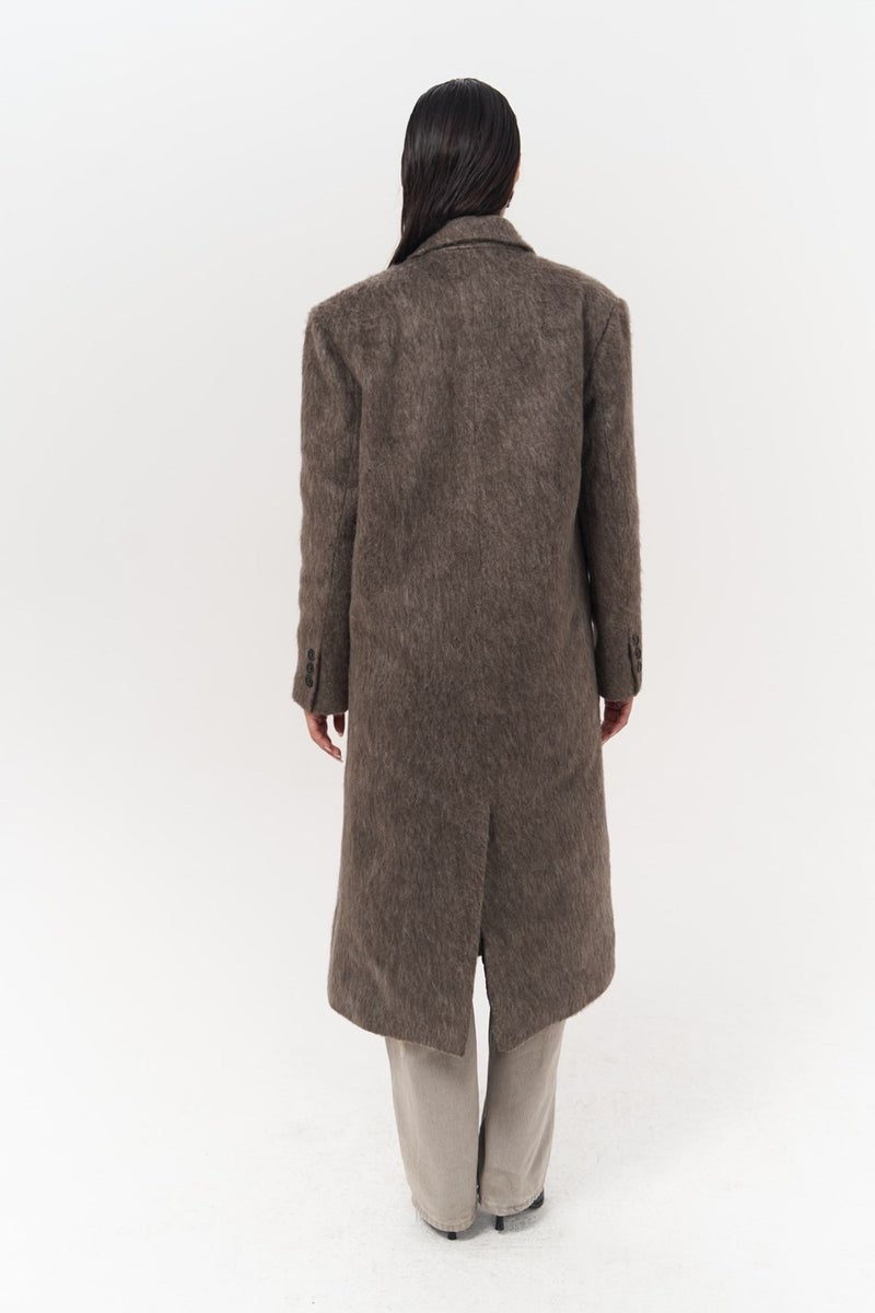 Mai Collection Rowling Taupe Long Coat  - Image 3