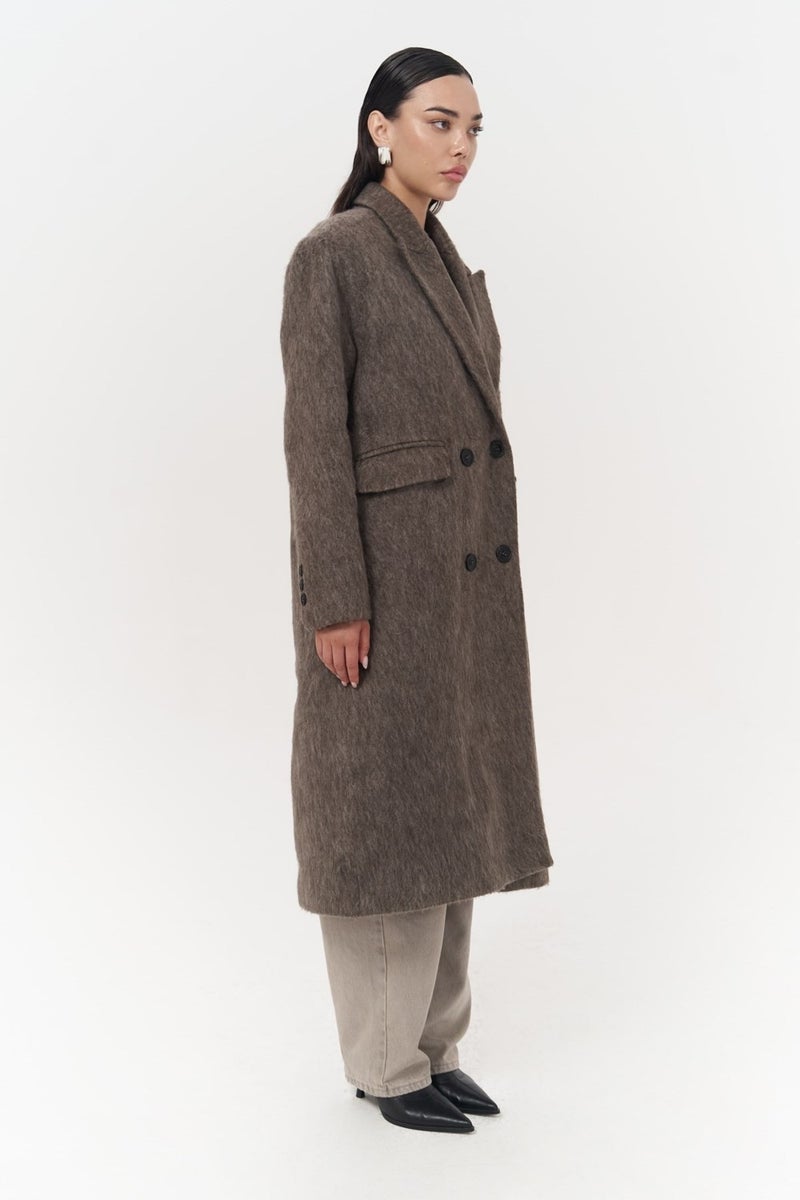 Mai Collection Rowling Taupe Long Coat  - Image 4