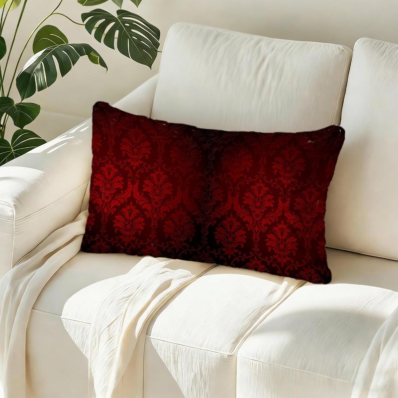 Identiy Vintage Damask Floral Throw Pillow Cover 12x20 Inch Pack of 1, Dark Red Flowers Decorative Pillow Case, Lumar Cushion Pillow Cover for Home Sofa Couch Indoor Outdoor - Image 5
