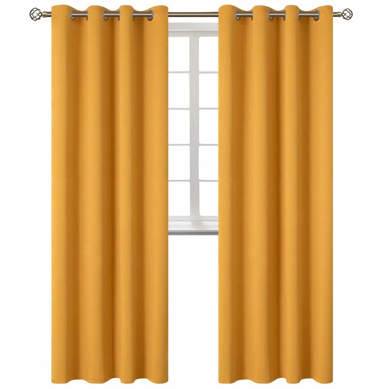 BGment Room Darkening Curtains 95 Inches Long - Grommet Thermal Insulated Drapes Window Treatment Curtains for Bedroom  2 Panels  52 x 95 Inch  Mustard Yellow - Image 1