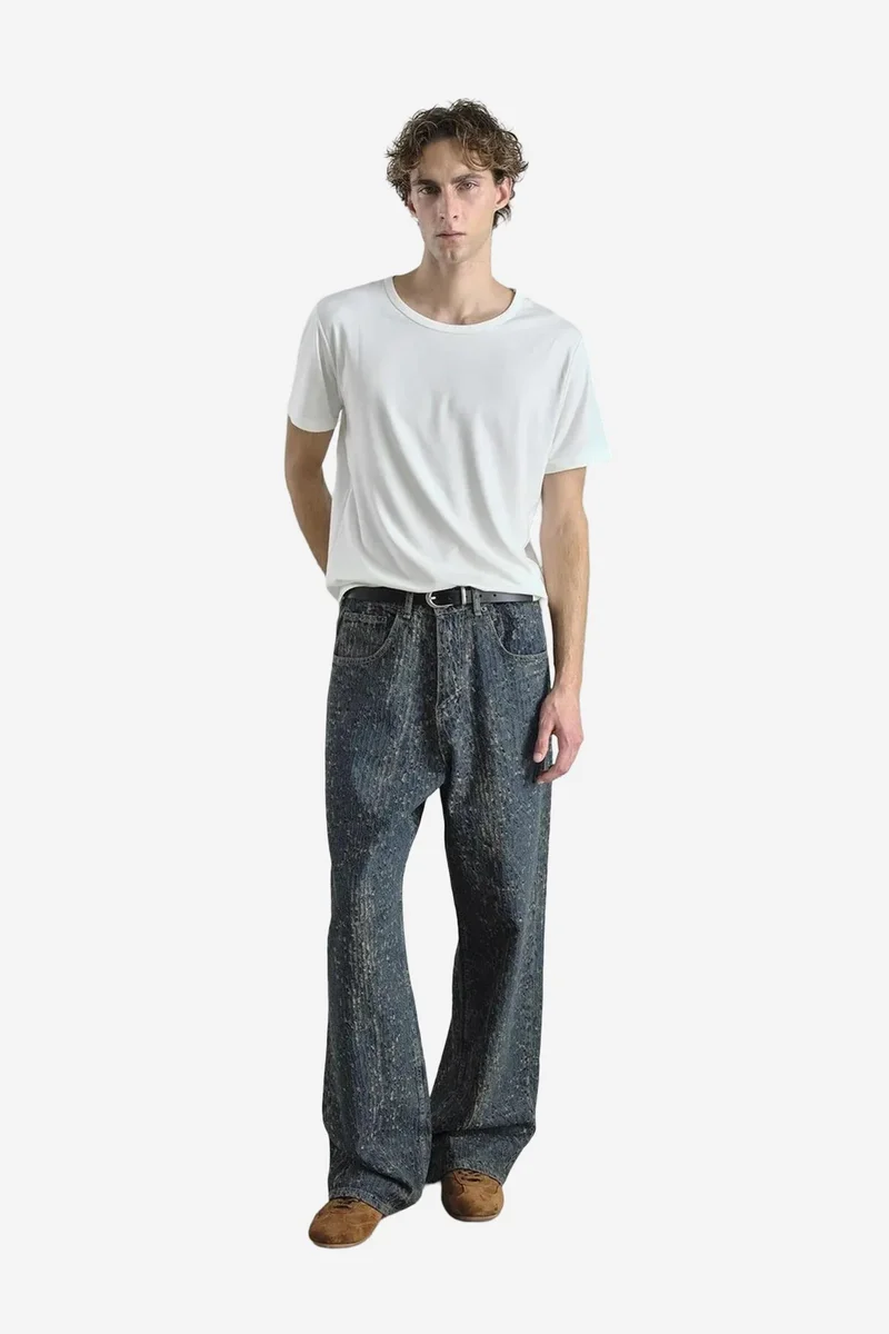 GIESTO Baggy Fit Textured Denim Jeans