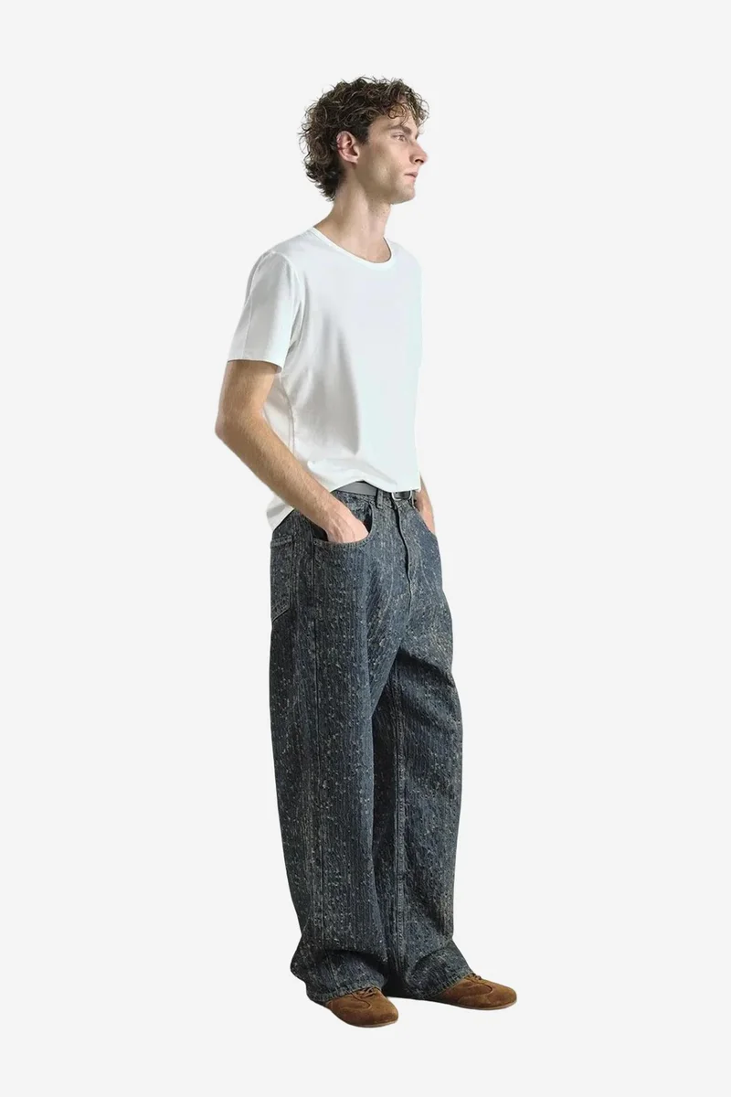 Giesto Navy Blue GIESTO Baggy Fit Textured Denim Jeans for Men | Best Price UAE