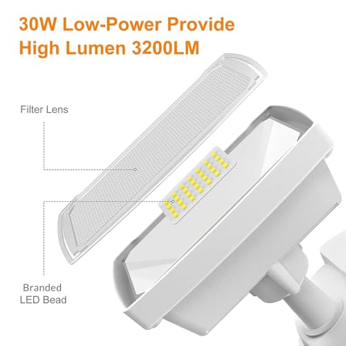 LEPOWER LED Motion Sensor Security Lights Outdoor, 30W 3200LM, 5500K, IP65 Waterproof, 2 Head Motion Detector Flood Light for Garage, Yard, Porch, White (NOT Solar Powered) - Image 2