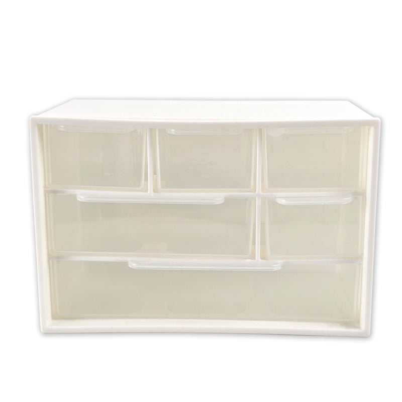 Nirvany Mini Desk Drawer Organizer with 6 Clear Drawers - 7" x 3.9" x 4.7" Small Plastic Storage Box for Office, Classroom, Crafts, and Home Desktop Organization - Image 1