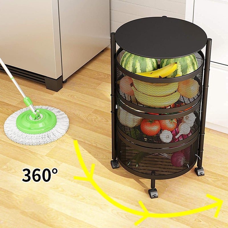MOXSTAR Square Kitchen Rotating Trolley with Wheels Kitchen Organizer Items and Storage Solutions for Round Kitchen Organizer and Kitchen Accessories Items Round 2 Layer - Image 3