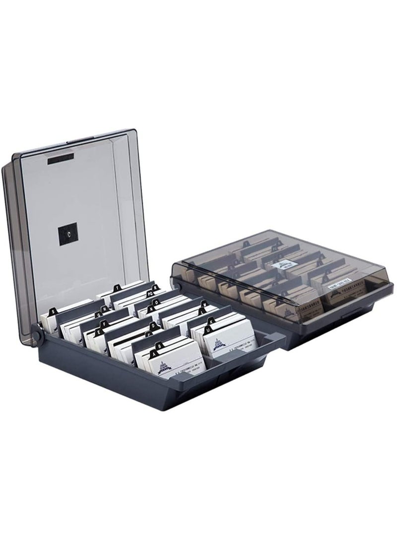 KOWVOWZ karteikarten box,1000 Card Capacity Business Cards Storage Box with A-Z Index Tabs, Desk Business Card Box Organiser Holder with 8 Dividers, gray - Image 1