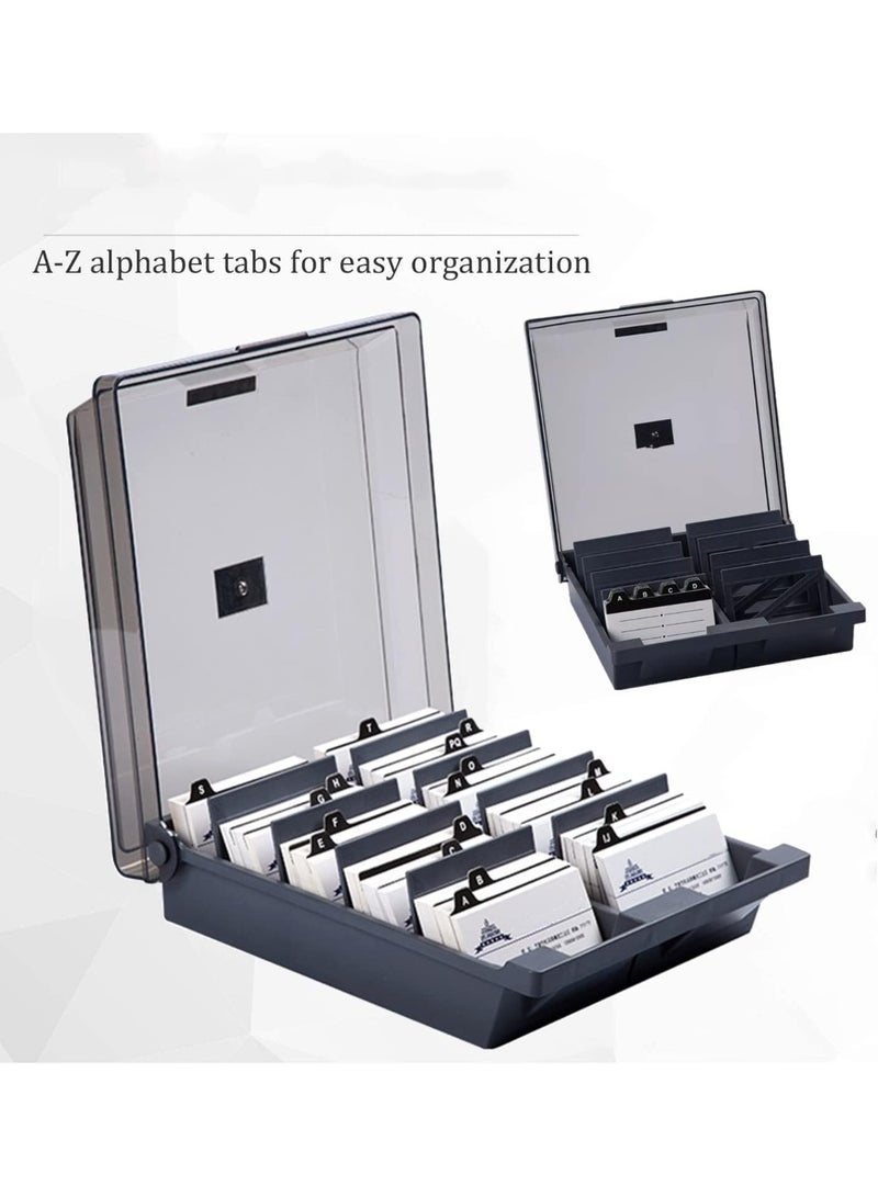 KOWVOWZ karteikarten box,1000 Card Capacity Business Cards Storage Box with A-Z Index Tabs, Desk Business Card Box Organiser Holder with 8 Dividers, gray - Image 4