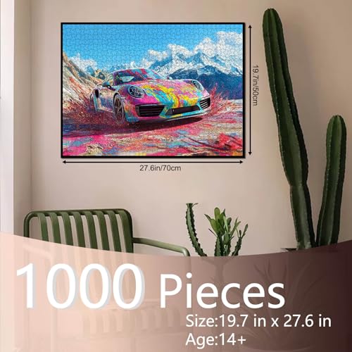 Aihonmin Racing Car Jigsaw Puzzle 1000 Pieces for Adult Racing Enthusiast Art Jigsaw Puzzle DIY Colorful Graffiti Car Craft Puzzles Colorful Handwork Puzzle Painting Jigsaw Puzzle for Home Decor Gifts - Image 5